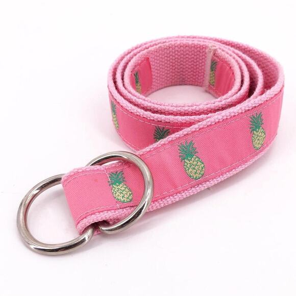 Liz Claiborne pink canvas pineapple ribbon belt - Picture 1 of 5
